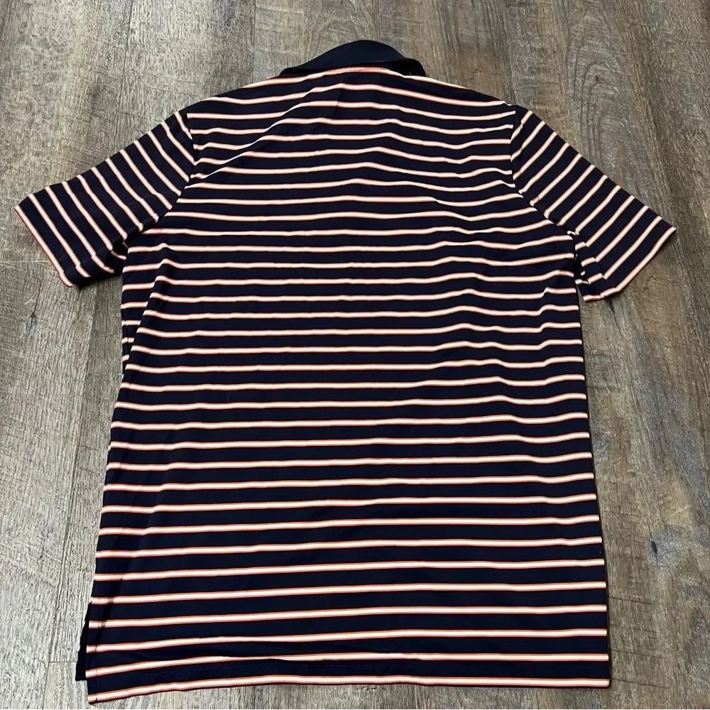 RLX Ralph Lauren Polo Shirt Mens Large Blue Orange Striped Golf Performance - Picture 9 of 9